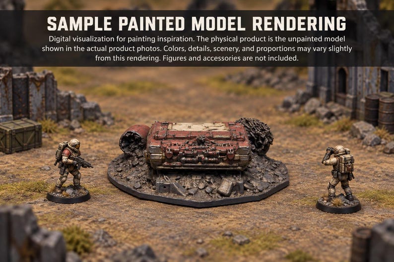 Crashed Craft Terrain - Low Hull Unpainted PLA Sci-Fi Wreck image 3