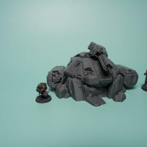 Destroyed Hover Tank Terrain - Unpainted PLA Sci-Fi Wreck image 8