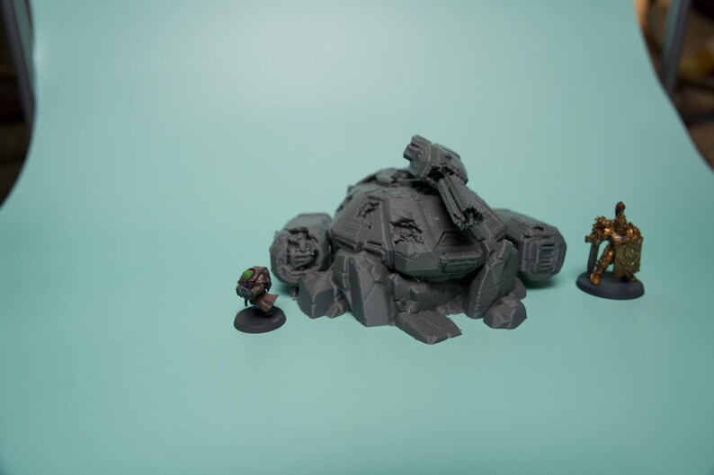 Destroyed Hover Tank Terrain - Unpainted PLA Sci-Fi Wreck image 8