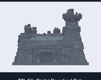 Future Wars Tabletop Scrap Warlord Stronghold STL - Intact and Damaged Terrain Pair