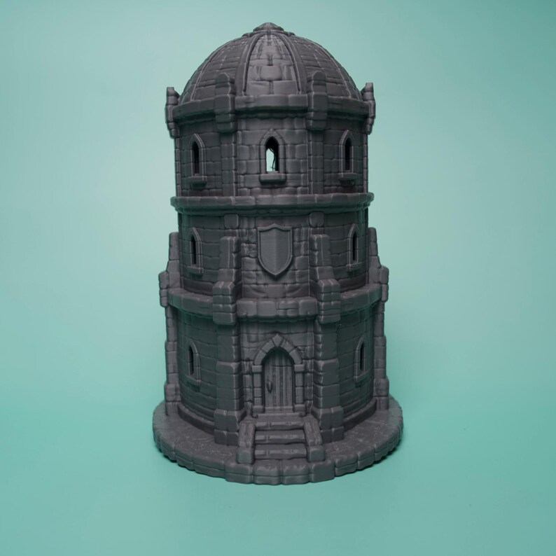 Domed Fantasy Tower Terrain - Unpainted PLA RPG Building image 1