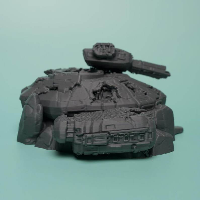 Destroyed Hover Tank Terrain - Unpainted PLA Sci-Fi Wreck image 2