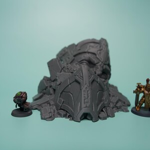 Fallen Sci-Fi Ruin Terrain - Unpainted PLA Tabletop Wreckage image 10