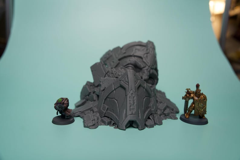 Fallen Sci-Fi Ruin Terrain - Unpainted PLA Tabletop Wreckage image 10