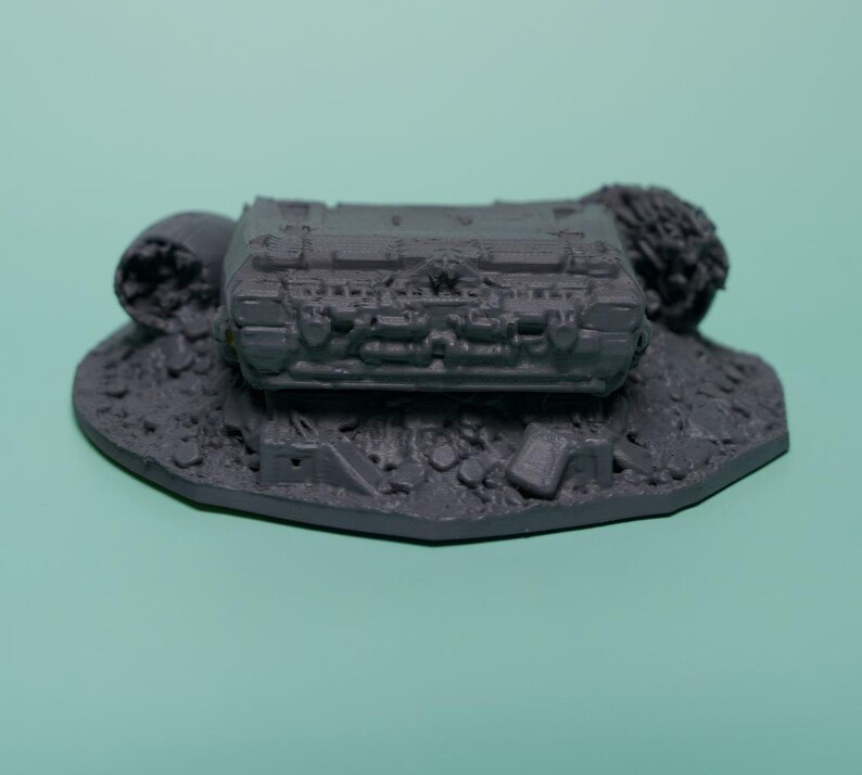 Crashed Craft Terrain - Low Hull Unpainted PLA Sci-Fi Wreck image 1