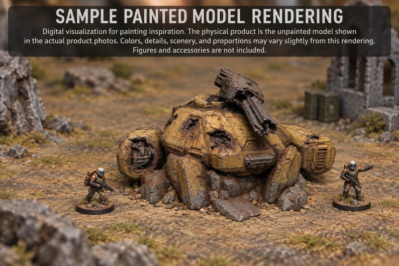 Destroyed Hover Tank Terrain - Unpainted PLA Sci-Fi Wreck image 3