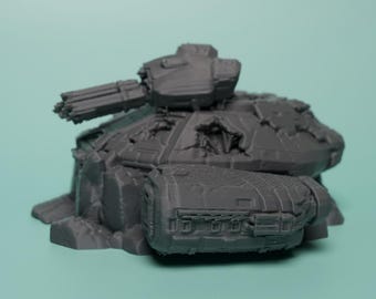 Destroyed Hover Tank Terrain - Unpainted PLA Sci-Fi Wreck