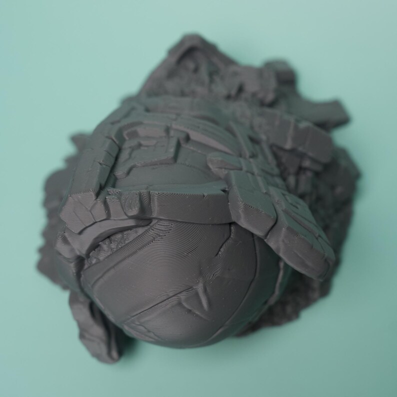 Fallen Sci-Fi Ruin Terrain - Unpainted PLA Tabletop Wreckage image 8