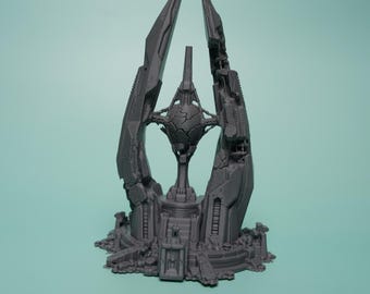 Alien Orb Spire Terrain - Unpainted PLA Sci-Fi Centerpiece