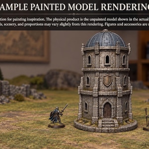 Domed Fantasy Tower Terrain - Unpainted PLA RPG Building image 3
