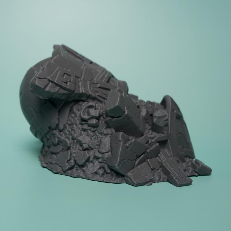 Fallen Sci-Fi Ruin Terrain - Unpainted PLA Tabletop Wreckage image 6