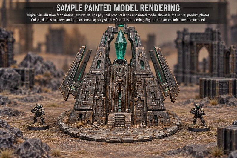 Sci-Fi Monument Terrain - Unpainted PLA Tabletop Centerpiece image 3