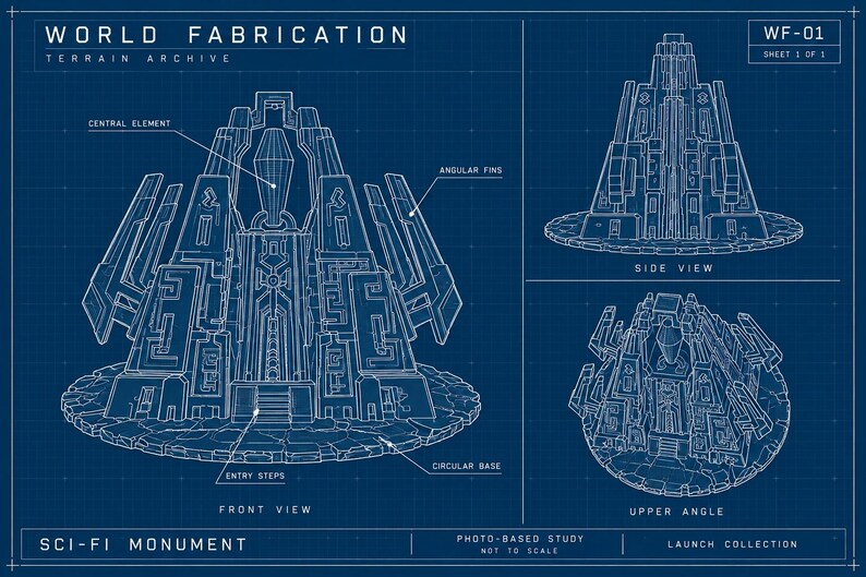 Sci-Fi Monument Terrain - Unpainted PLA Tabletop Centerpiece image 7