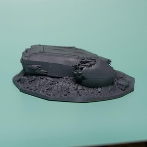 Crashed Craft Terrain - Low Hull Unpainted PLA Sci-Fi Wreck image 2