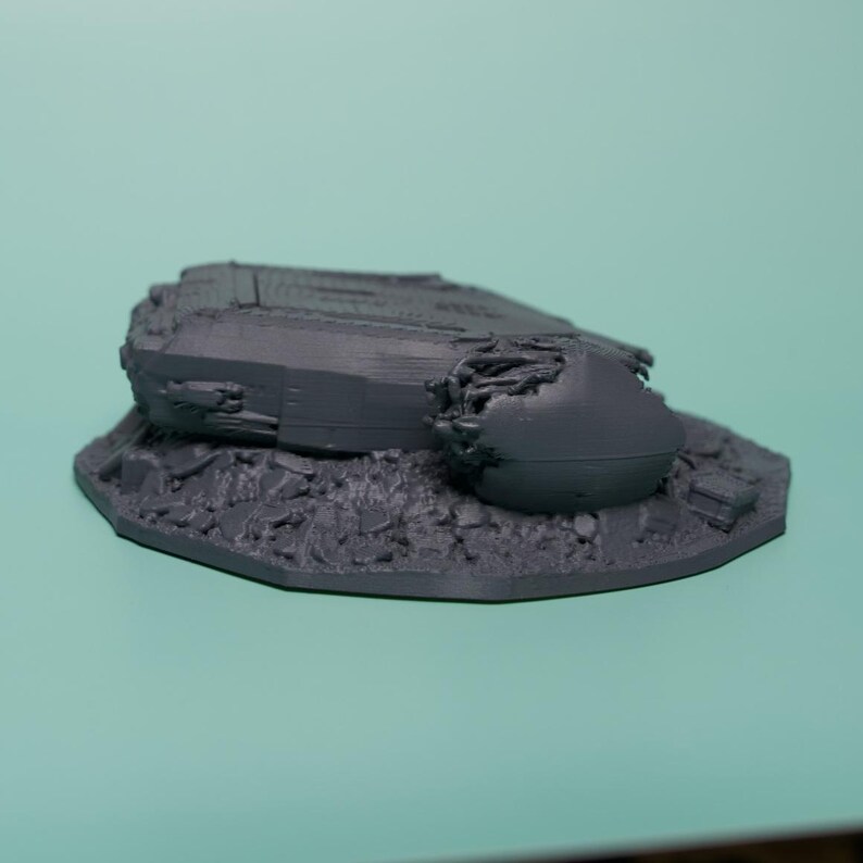 Crashed Craft Terrain - Low Hull Unpainted PLA Sci-Fi Wreck image 2