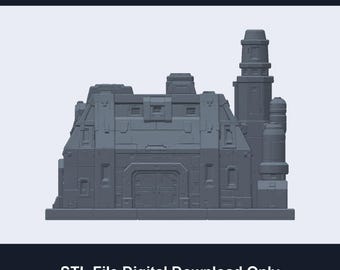 Future Wars Tabletop Clan Mining Lodge STL - Intact and Damaged Terrain Pair