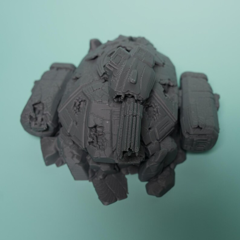 Destroyed Hover Tank Terrain - Unpainted PLA Sci-Fi Wreck image 5
