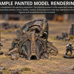 Fallen Sci-Fi Ruin Terrain - Unpainted PLA Tabletop Wreckage image 3