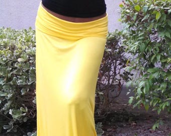Fold Over Maxi Skirt ~ A Line Jersey Maxi Skirt