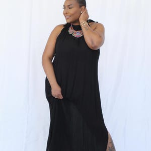 halter neck satin midi dress Black Halter Neck Floral Printed Satin Midi Dress main image 0