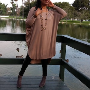 Shirttail T-Shirt Dress, Off The Shoulder Bat-Wing Midi Knit Dress, Long Sleeve Jersey Tunic, XS-5X