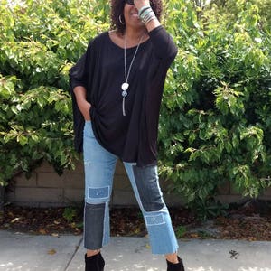 Plus Size Bat Wing Over Sized Tee, Boat Neck Jersey Pull Over, Over Sized Long Sleeve Tee Shirt / Tunic ~ New Colors Added ~ All Sizes