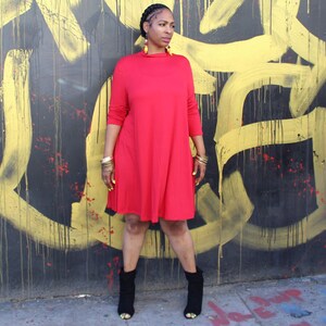 long sleeve jersey swing dress Gyn Long Sleeve Swing Dress