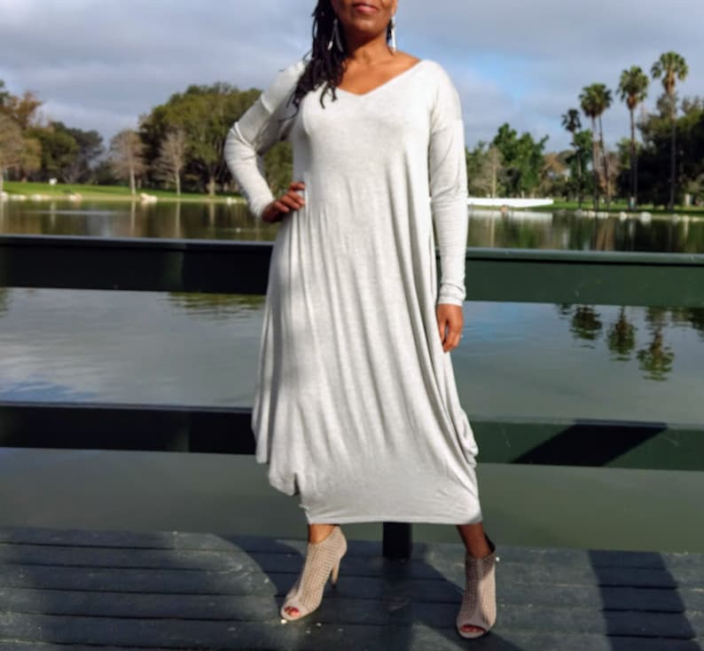 long sleeve jersey knit maxi dress