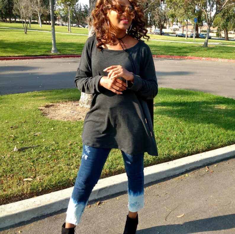 Long Sleeve Swing Sweater ~ Slouchy Pull Over Lightweight Sweater ~ Long Sleeve Over Size Swing Sweater ~ All Sizes Colors