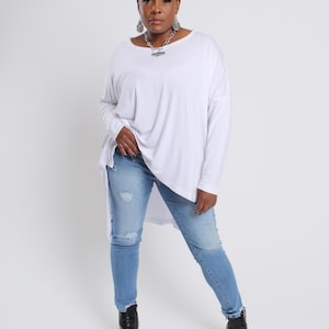Oversized High-Low Tunic Top | Buttery Soft Jersey Knit, Long Sleeve (XS-6X)