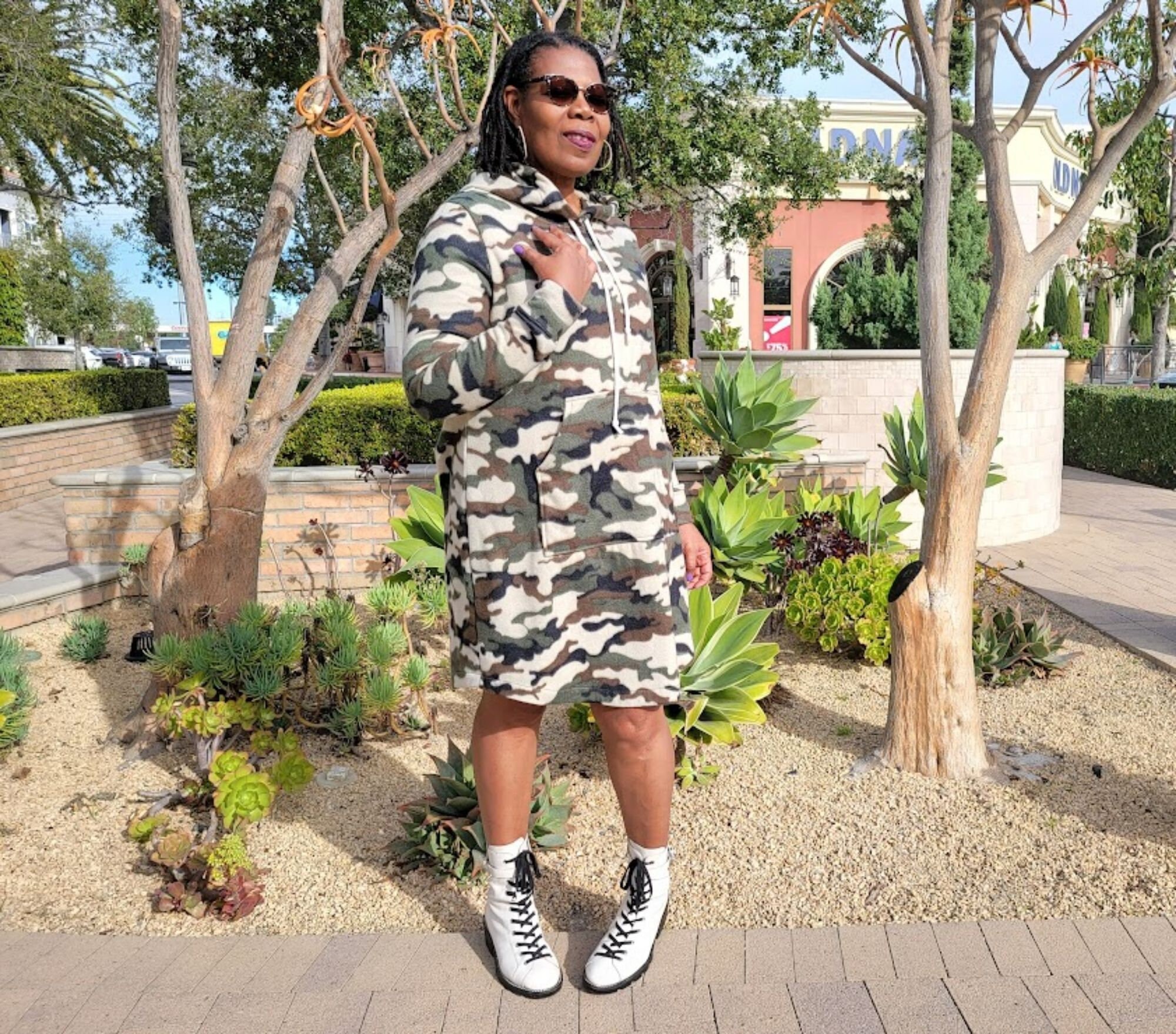 Camouflage Fleece Hoodie Dress Cozy 