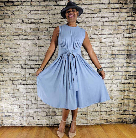 grey knit swing dress Real Essentials 3 Pack: Women's Ribbed Knit Short-Sleeve V-Neck Swing T-Shirt Casual Dress (Available in Plus) main image 1
