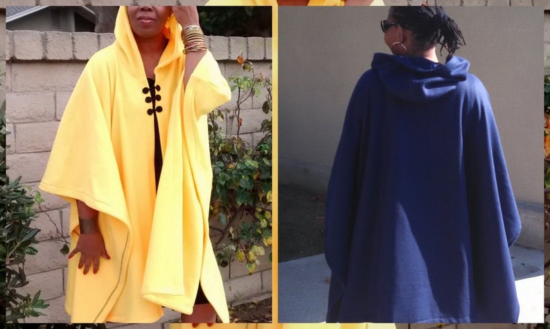 Cape Hoodie Charcoal Gray Poncho Poncho Jacket Sweater Coat ~ One Size ~ 5 Colors Hooded Poncho Fleece Coat Cardigan
