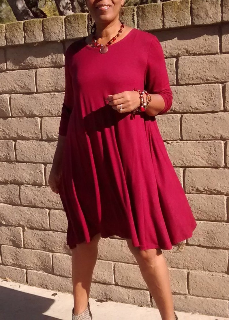 Long Sleeve Jersey Swing Dress All Sizes New Colors Added - Etsy