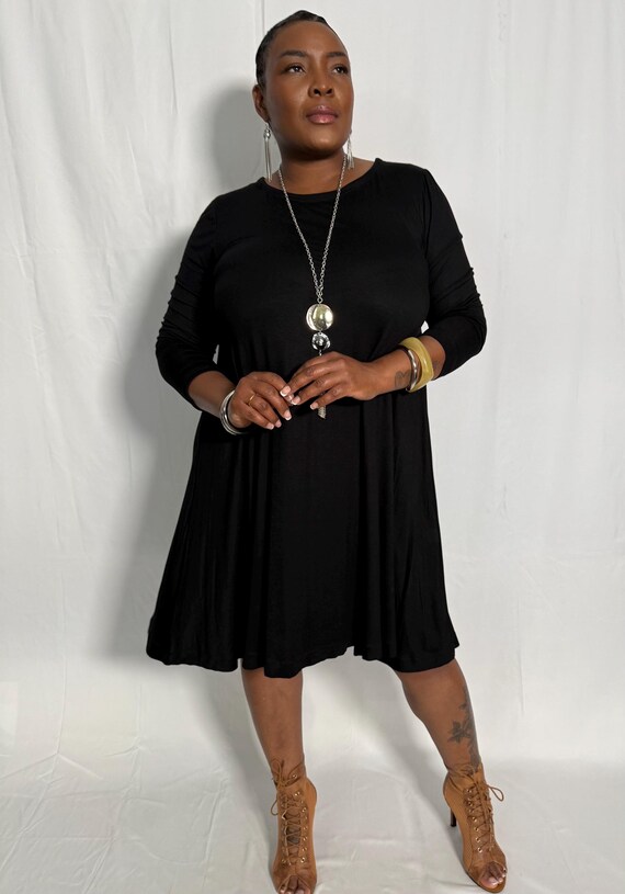 Long Sleeve Swing Dress ~trapeze Jersey Dress - Etsy Australia