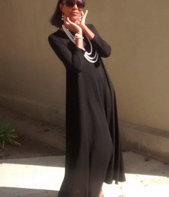 Black Swing Maxi Dress three Quarter 