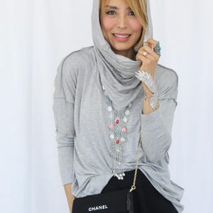 Boho Slouchy Turtleneck Pullover • Oversized Cowl Neck Knit Top S–4X image 1