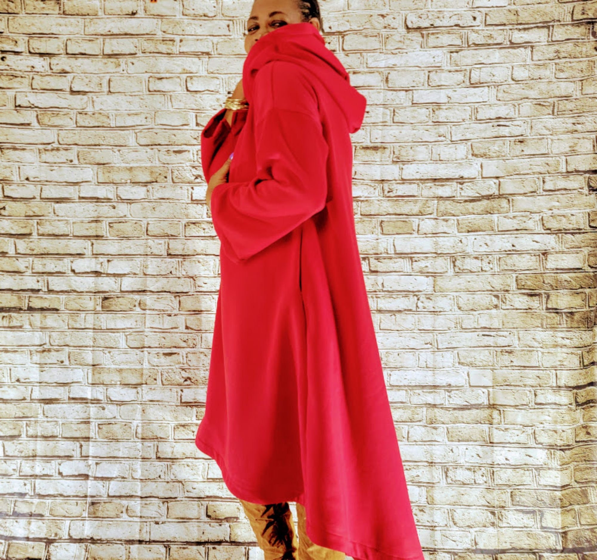 Hooded Sweatshirt Dress Asymmetrical 