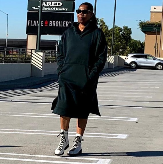 oversized hoodie dress plus size Rebdolls Plus Size First Place Oversized Hooded Sweatshirt Dress