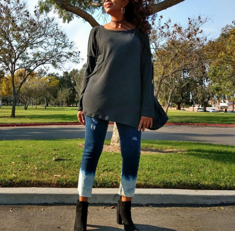Long Sleeve Swing Sweater ~ Slouchy Pull Over Lightweight Sweater ~ Long Sleeve Over Size Swing Sweater ~ All Sizes Colors