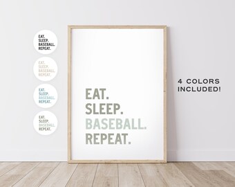 Eat Sleep Baseball Repeat –  Boys Room Decor, Girls Room Decor, Sports Quote, Baseball Decor, Motivational Quote,  – DIGITAL DOWNLOAD