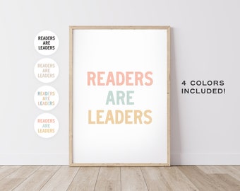 Readers Are Leaders –  Reading Corner Decor, Kids Wall Art, Book Lovers Prints, Toddler Room Art, Reading Encouragement – DIGITAL DOWNLOAD