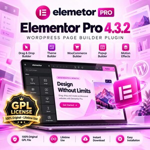 Elementor Pro 4.3.2 WordPress Page Builder | WooCommerce Builder | Popup Forms & Motion Effects