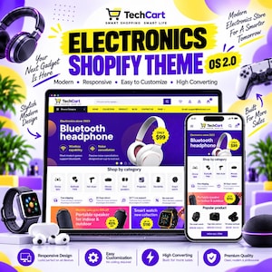 Electronic Shopify Theme | Gadget Store Template | Tech Accessories & Mobile Device Ecommerce Website | Digital Download