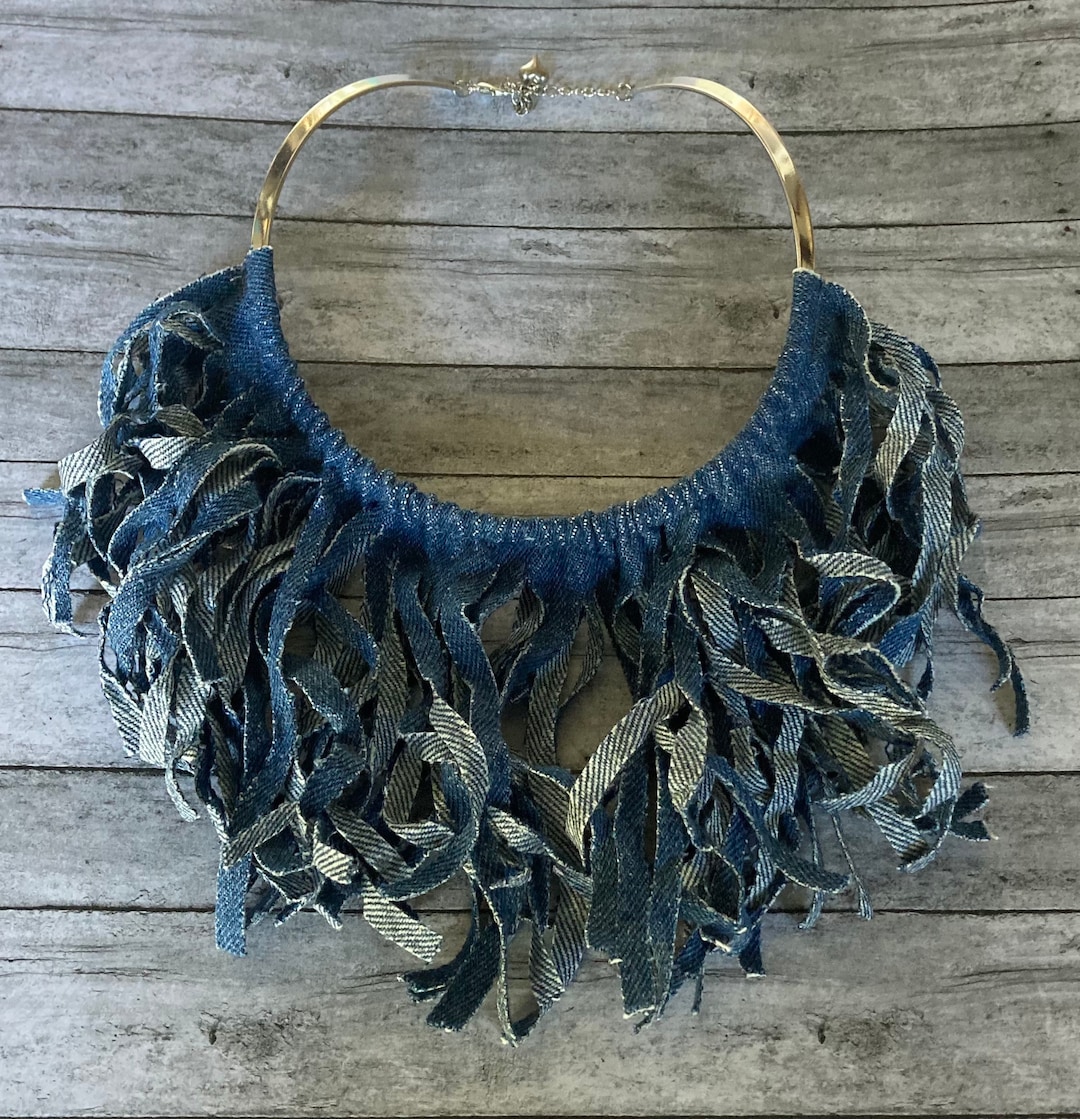 Denim Frill Tiered Laee Flare One-Piece＆Choker