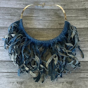 Denim Fringe Choker (short)