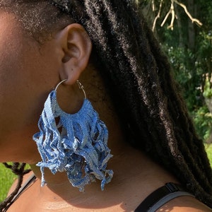 Denim Hoopla Fringe Earrings image 8