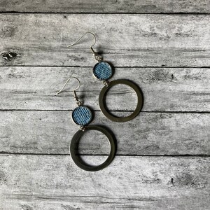 Denim Earrings Dangling Circles
