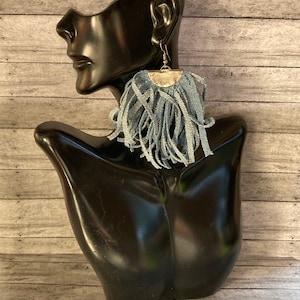 Denim Fringe Earrings Tassel Earrings