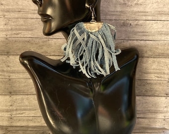 Denim Fringe Earrings Tassel Earrings